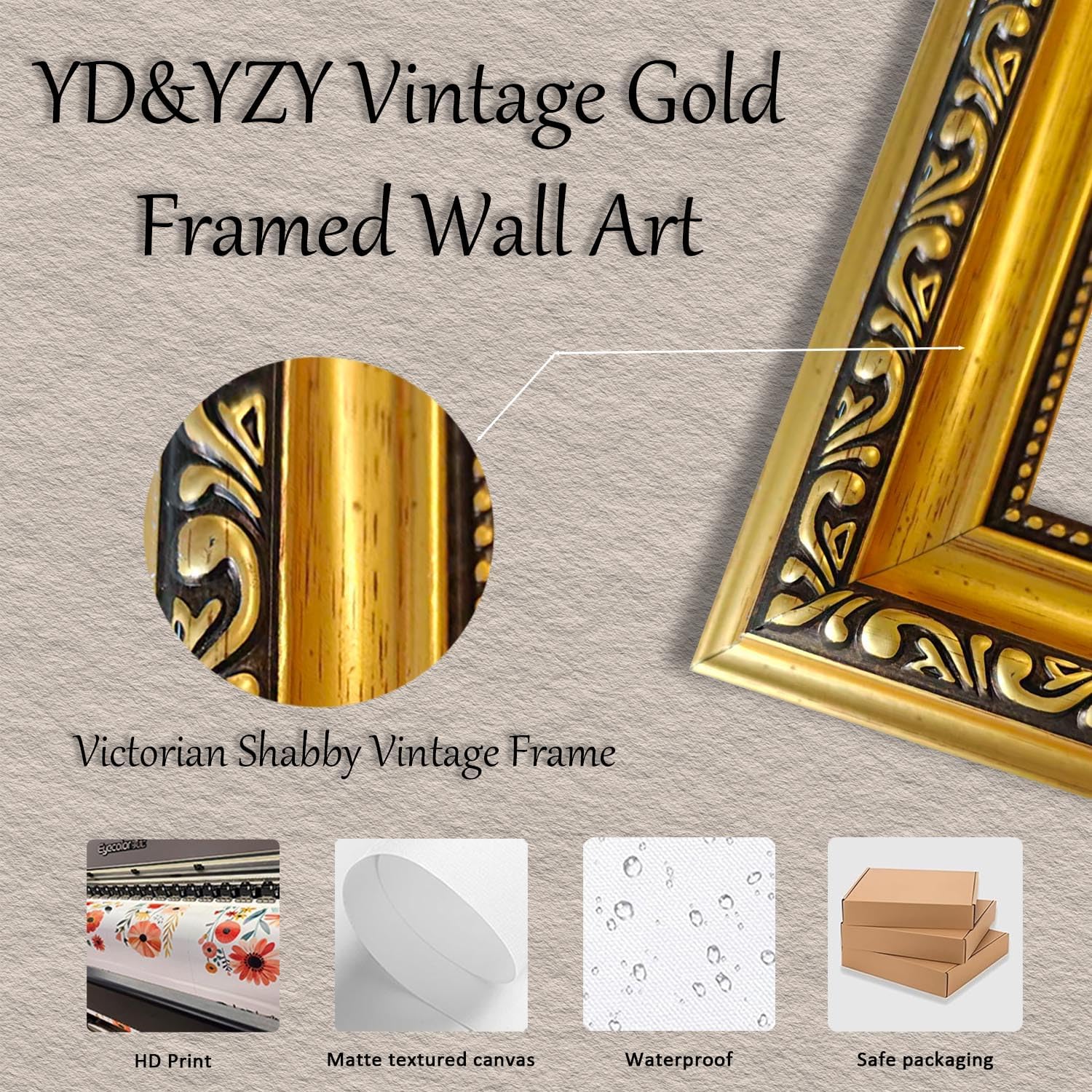 YD&YZY Humorous Gold Framed Bathroom Wall Art - Mona Lisa Pinching Nose Toilet Decor 8x10 inch