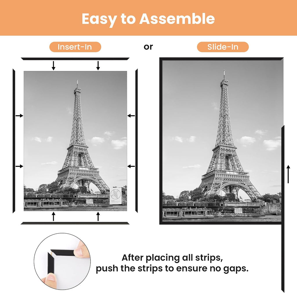 upsimples 12x16 Black Poster Frames - Scratch-Proof & Lightweight (3-Pack)