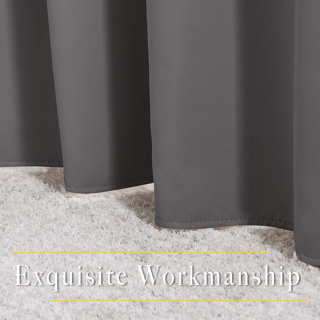 NICETOWN Gray Thermal Blackout Curtains 84" Long - Grommet Top Light Blocking Drapes (2 Panels)