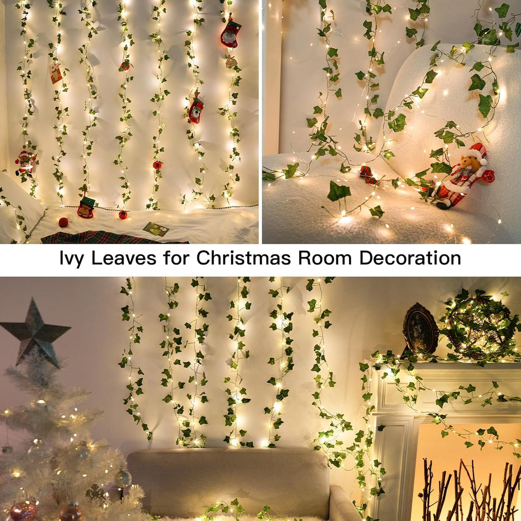 Suddus 200 LED Ivy Curtain Lights for Bedroom - 6.5ft x 6.5ft with Remote (Warm White)