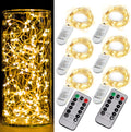 OakHaomie 6-Pack Battery Fairy Lights w/Remote Timer - Waterproof Warm White Twinkle String Lights