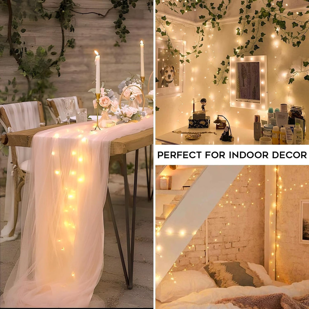 Suddus 33ft 100 LED Battery Operated Fairy Lights w/ Remote & Timer - Waterproof Twinkle String Lights for Indoor Outdoor Decor