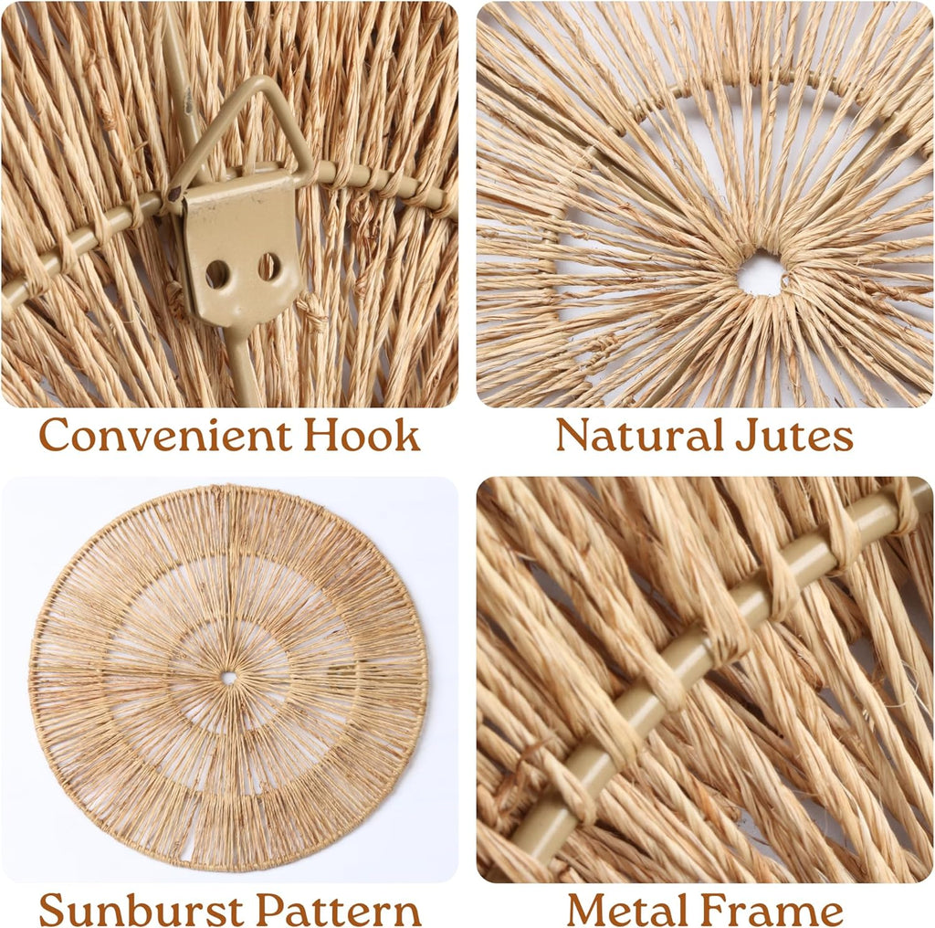 Chi An Home Boho Jute Wall Decor Baskets Set of 6 for Living Room Bedroom