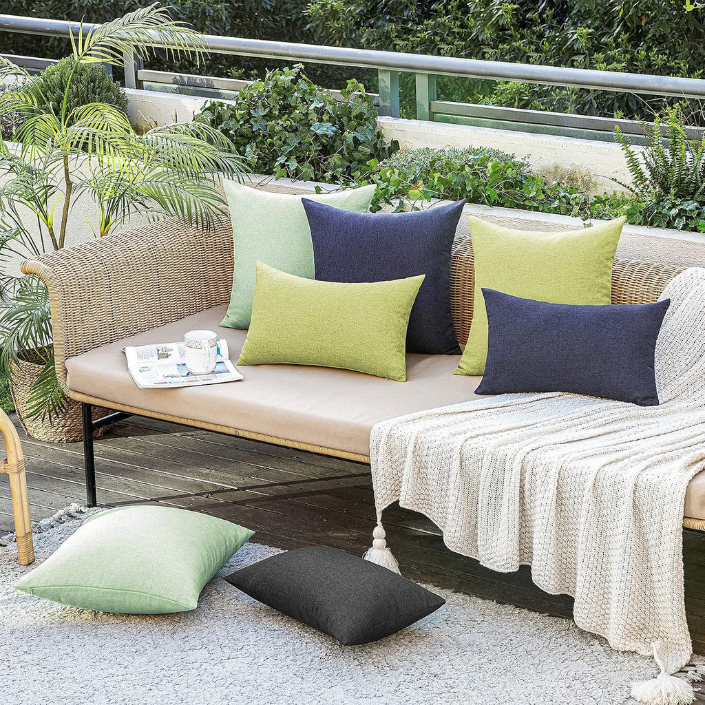 MIULEE 2-Pack Waterproof Outdoor Throw Pillow Covers - 18x18 Navy Solid Design for Patio