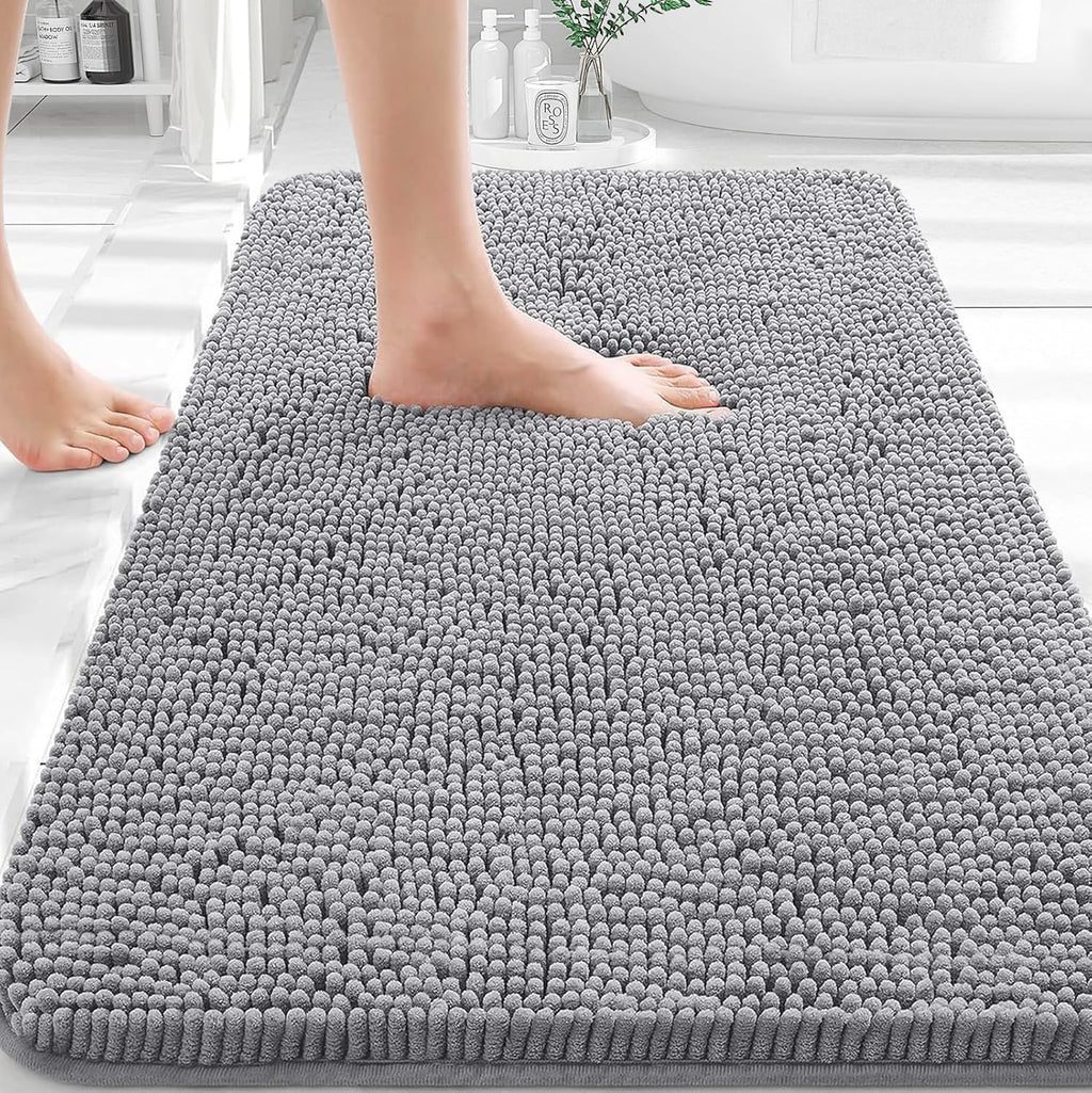 Soft Absorbent Chenille Bath Rug - OLANLY 30x20 Quick Dry Rubber Backed Mat for Bathroom