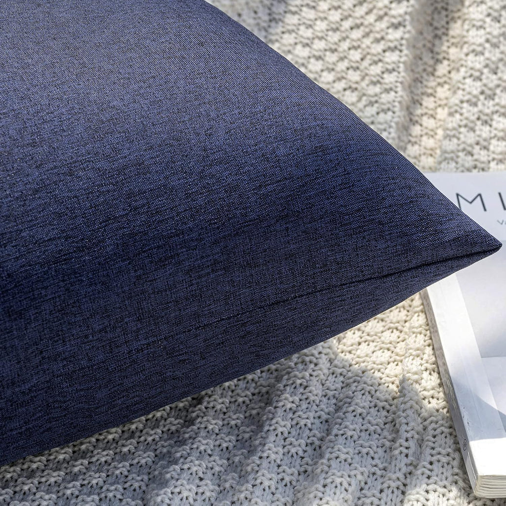 MIULEE 2-Pack Waterproof Outdoor Throw Pillow Covers - 18x18 Navy Solid Design for Patio