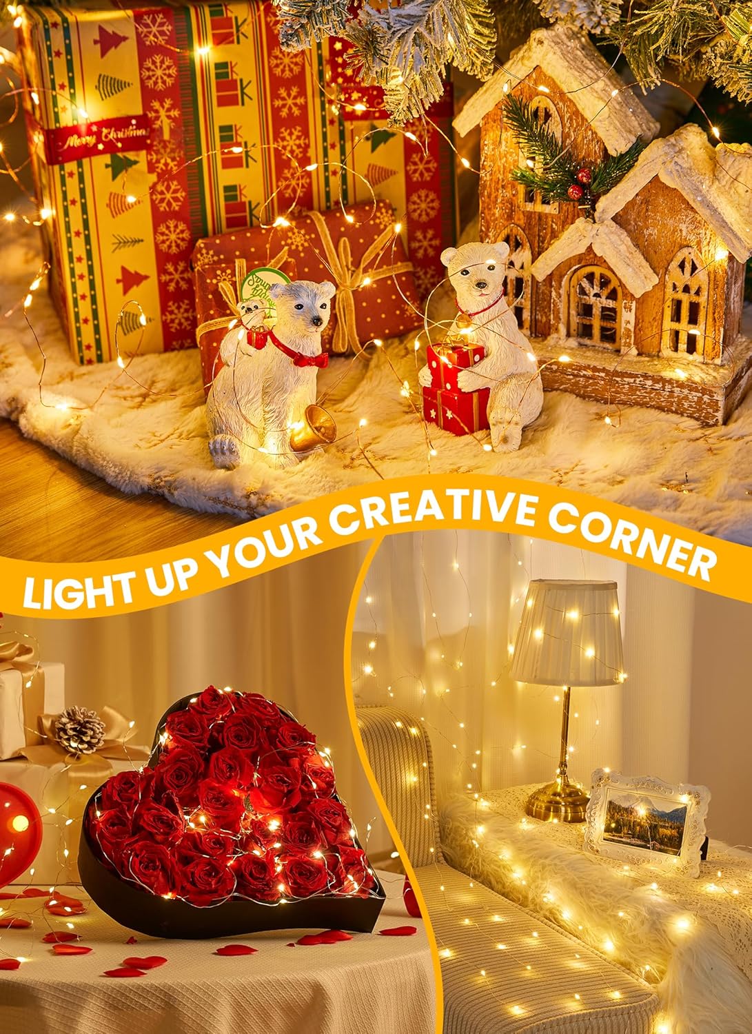 Minetom Fairy Lights with Remote Control & Timer - 200 LED Waterproof String Lights
