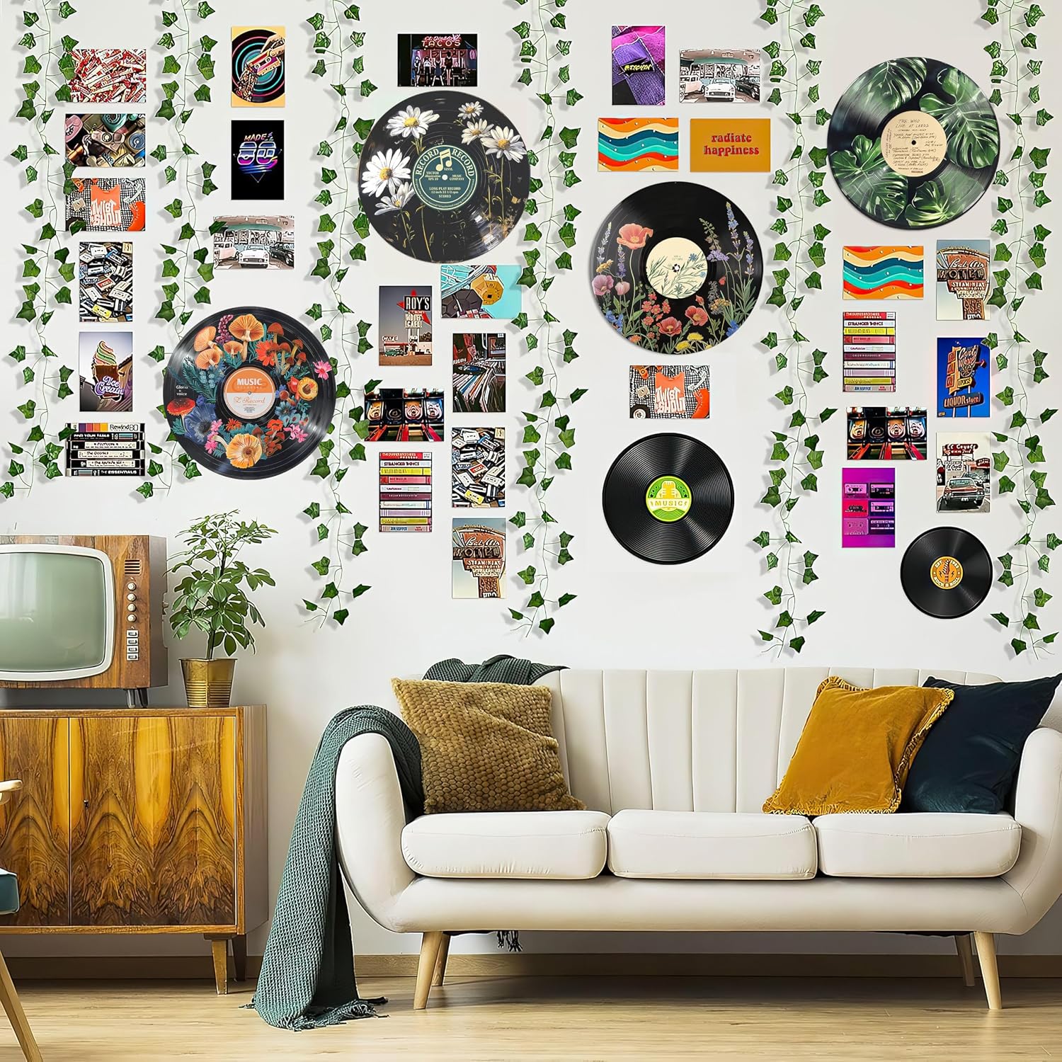 HK Studio Hippie Botanical Wall Art Set - 4x12" Posters for Dorm/Room Decor