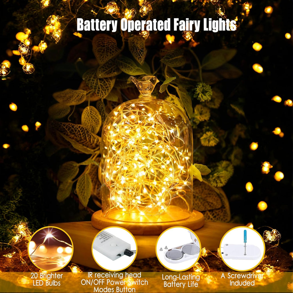 OakHaomie 6-Pack Battery Fairy Lights w/Remote Timer - Waterproof Warm White Twinkle String Lights