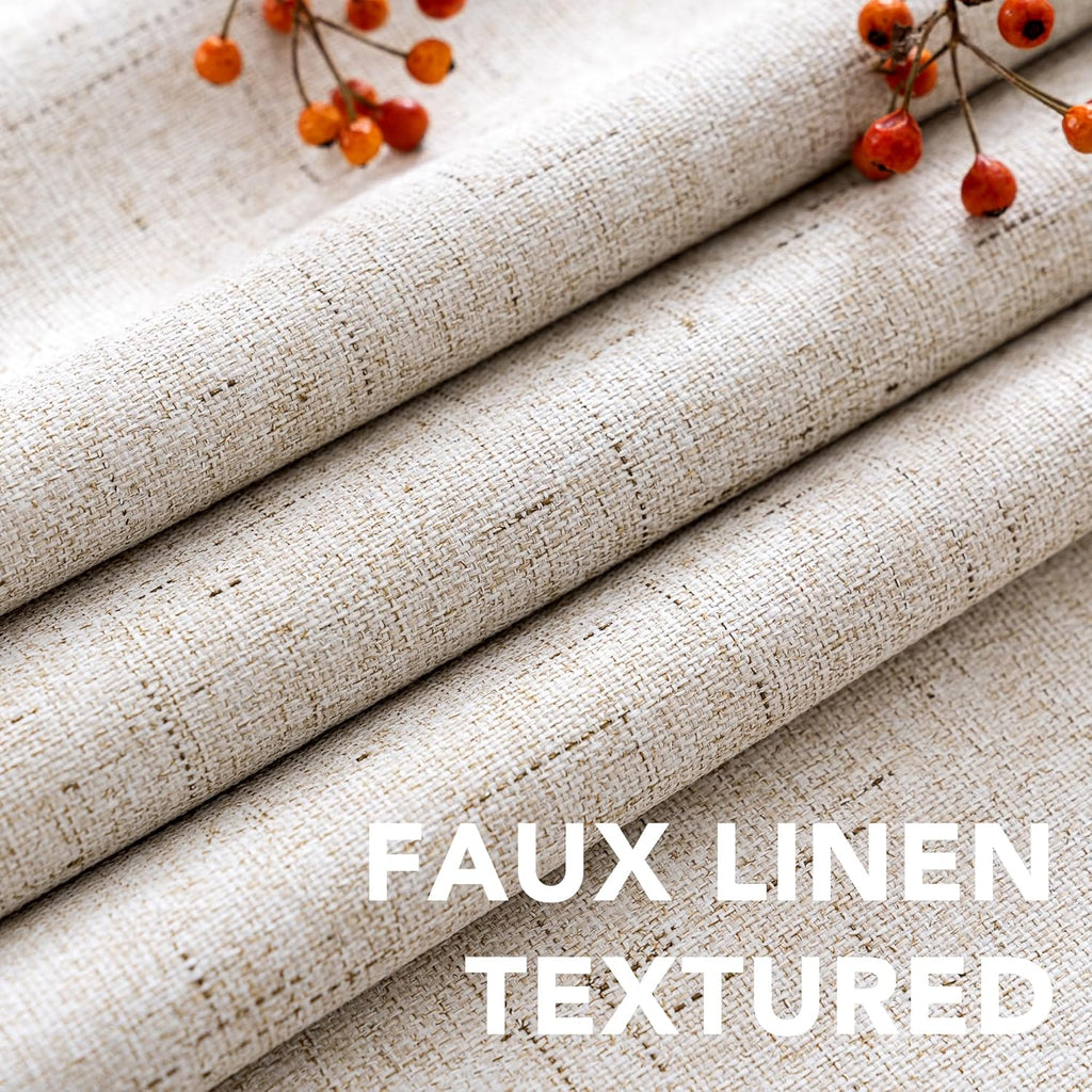H.VERSAILTEX Linen 100% Blackout Curtains for Bedroom - Textured Grommet Panels with White Lining (2 Pack)