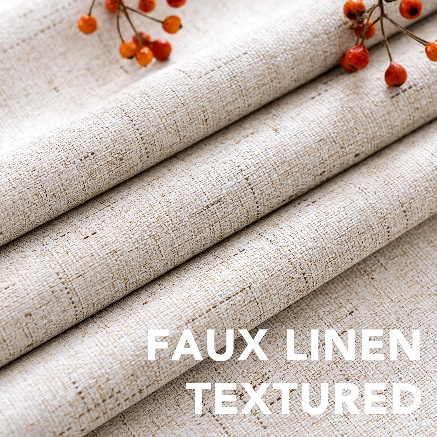 H.VERSAILTEX Linen 100% Blackout Curtains for Bedroom - Textured Grommet Panels with White Lining (2 Pack)