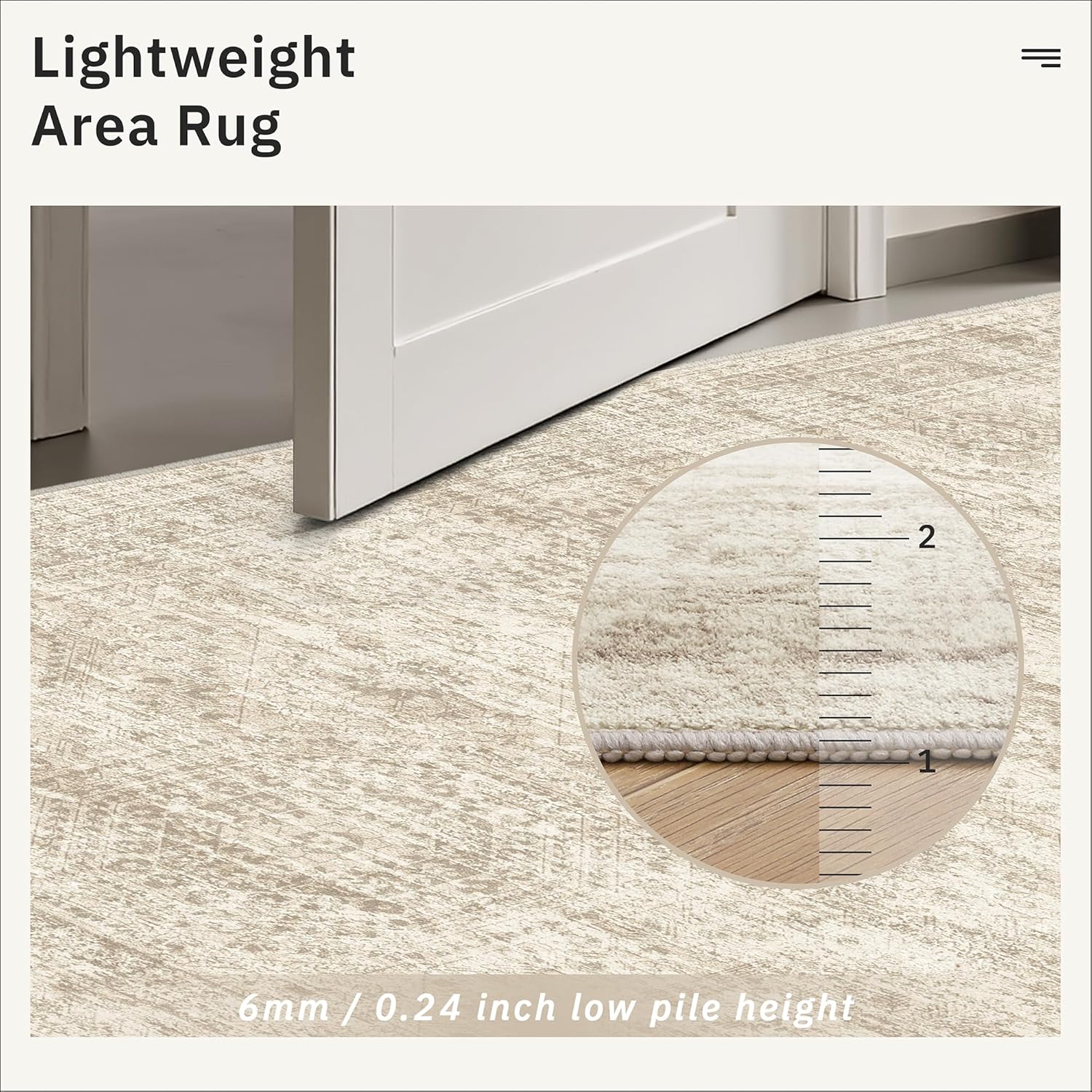 Soalmost Vintage Beige Geometric 8x10 Washable Area Rug for Living Room