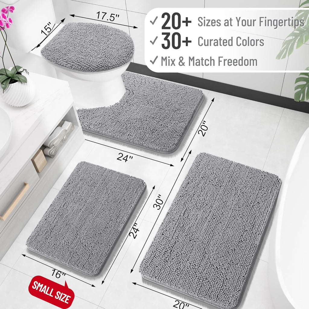 Soft Absorbent Chenille Bath Rug - OLANLY 30x20 Quick Dry Rubber Backed Mat for Bathroom