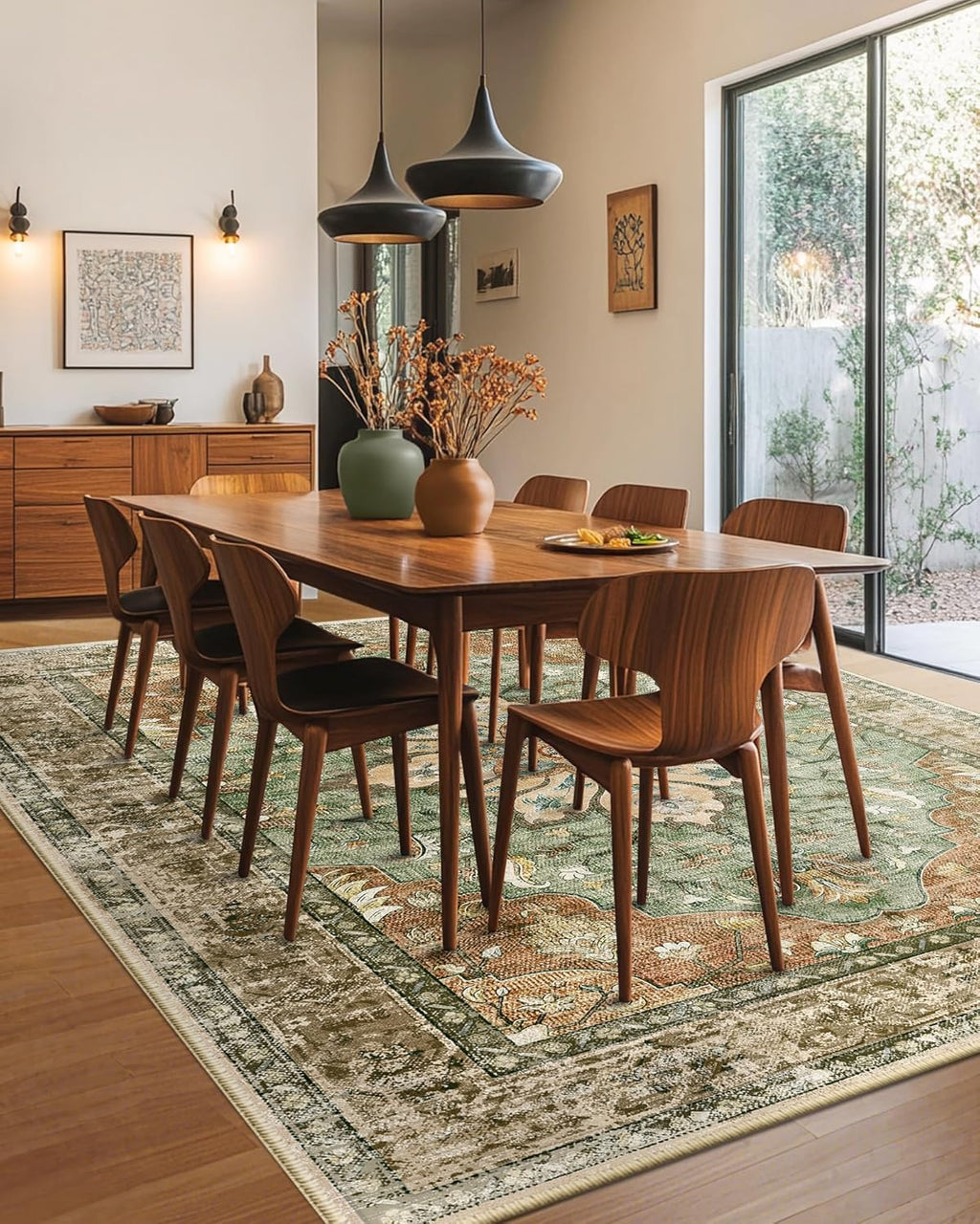RELEANY 8'x10' Washable Non-Slip Floral Vintage Area Rug for Living Room