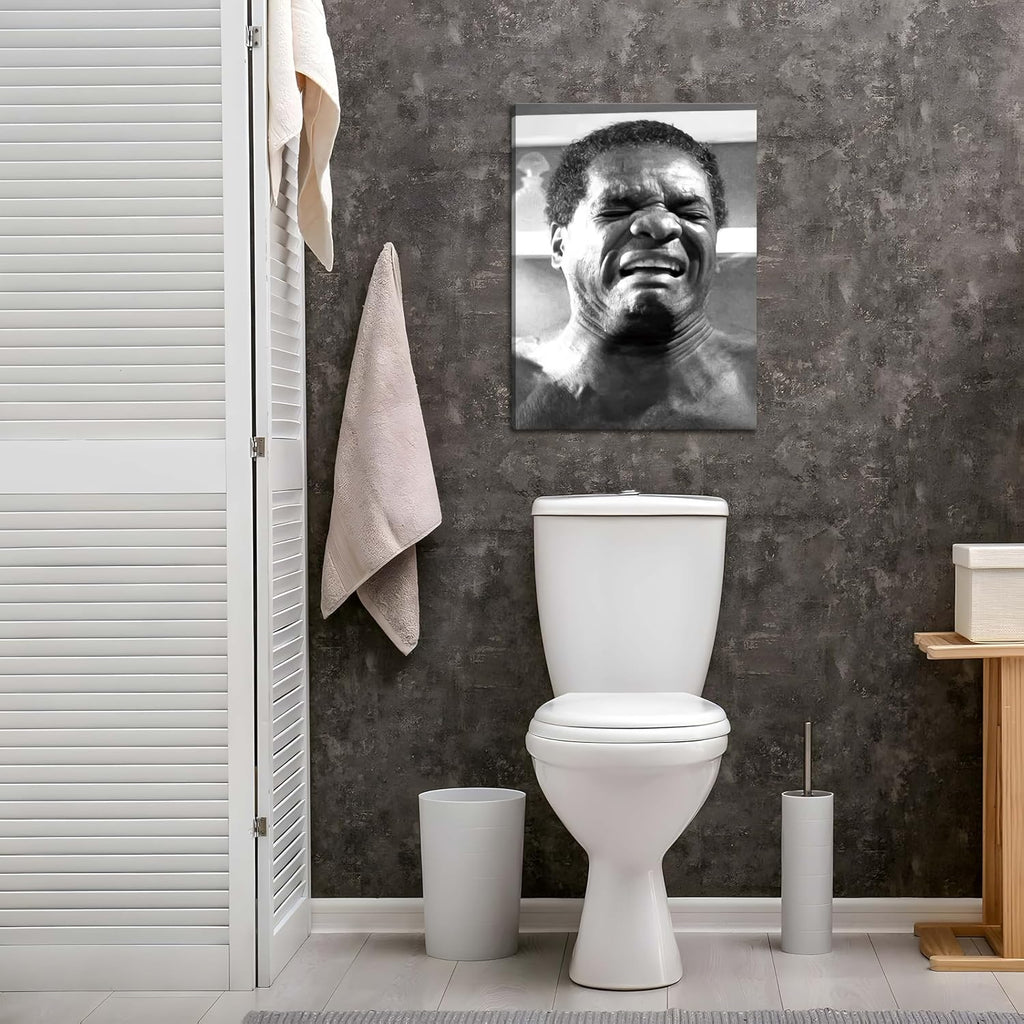 Funny Bathroom Wall Art Set of 2 - Black & White Comedy Movie Posters (12x16in) by ZNHART