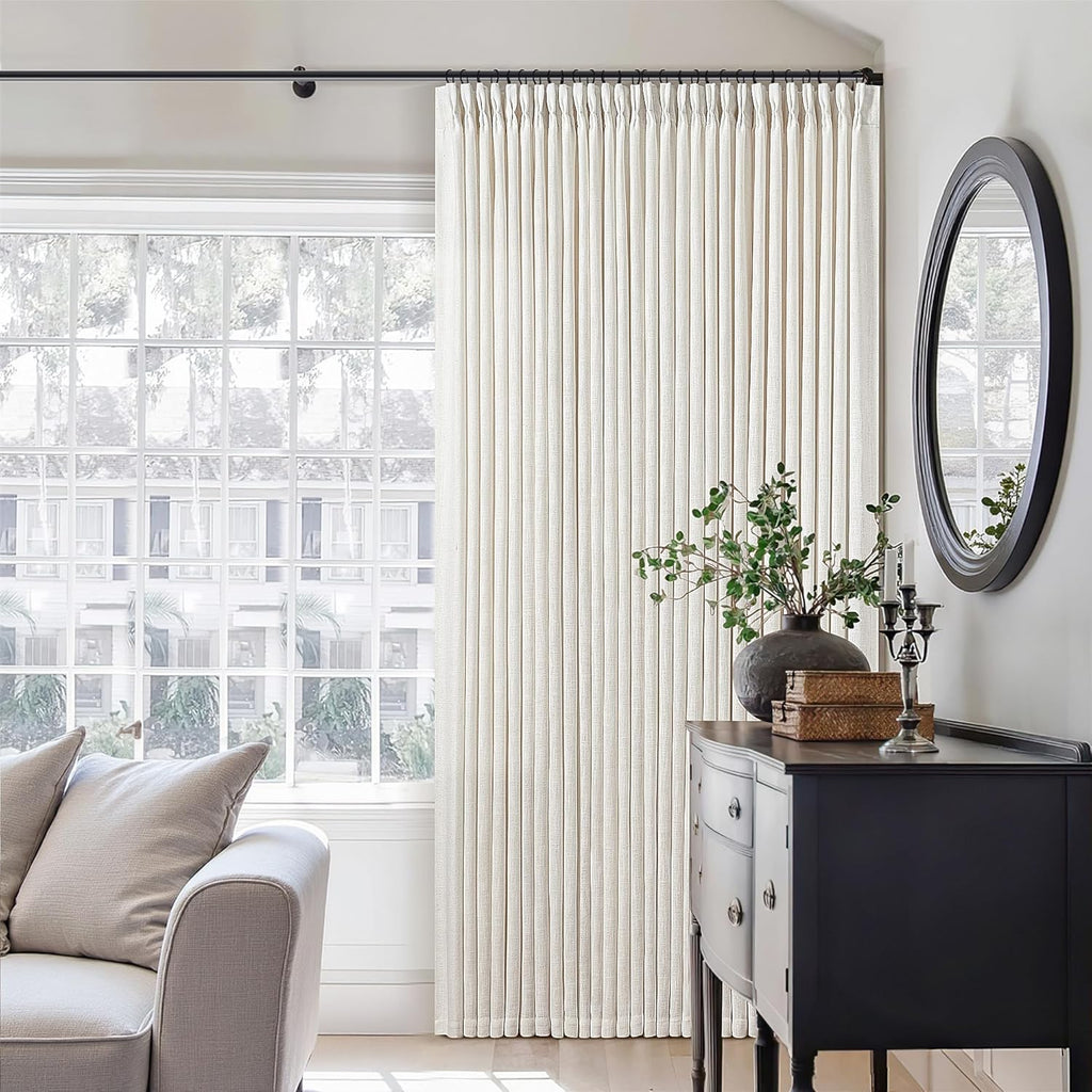 TWODRAPES Natural Pinch Pleat Linen Curtains 84x40 (2 Panels)