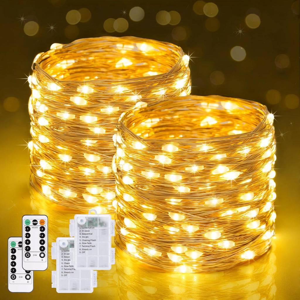 JMEXSUSS 2-Pack Battery Operated Fairy Lights - 400 LEDs, 132ft Twinkle String Lights for Indoor/Outdoor Decor