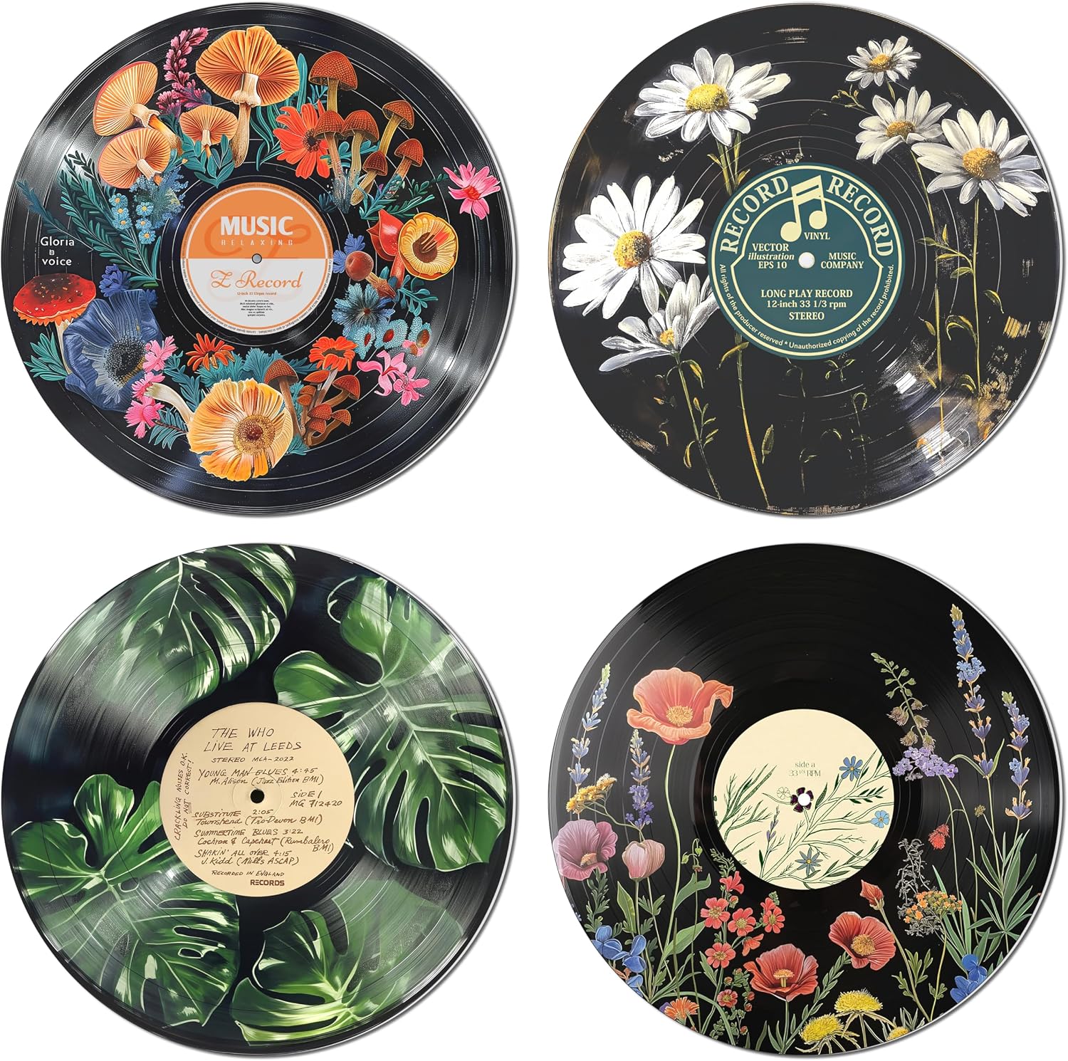 HK Studio Hippie Botanical Wall Art Set - 4x12" Posters for Dorm/Room Decor