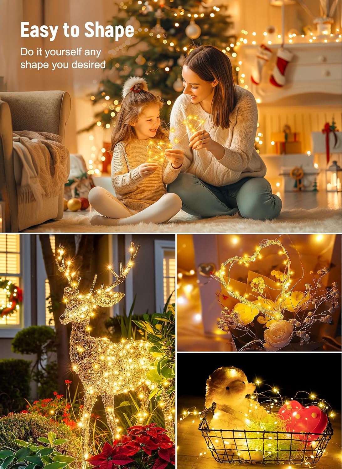 Minetom 33ft USB Fairy Lights - Waterproof Timer & Remote, 100 Warm White LEDs for Home Decor