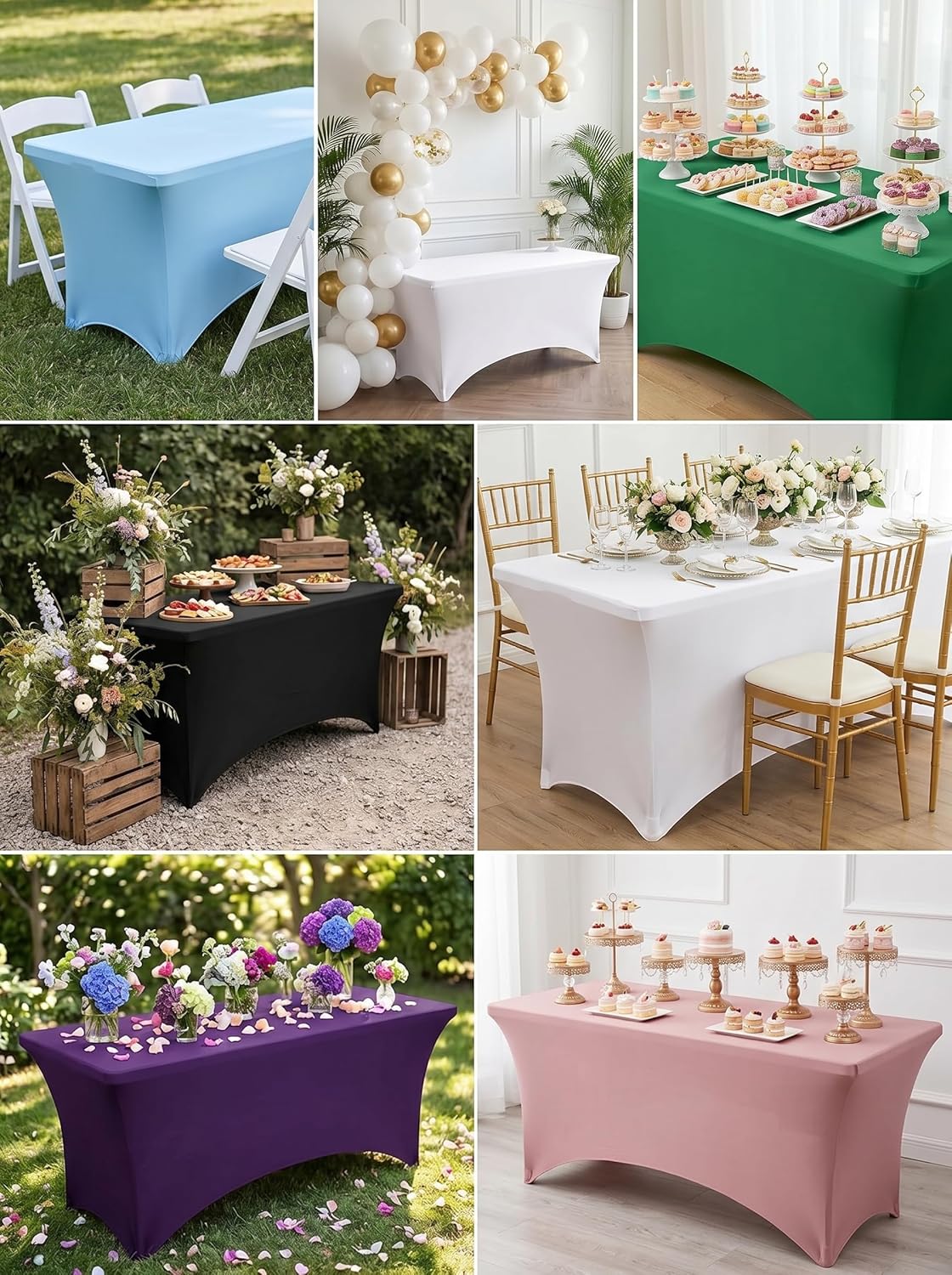 Utopia Kitchen 6-Foot Stretch Tablecloth - Fitted for Events (2-Pack)