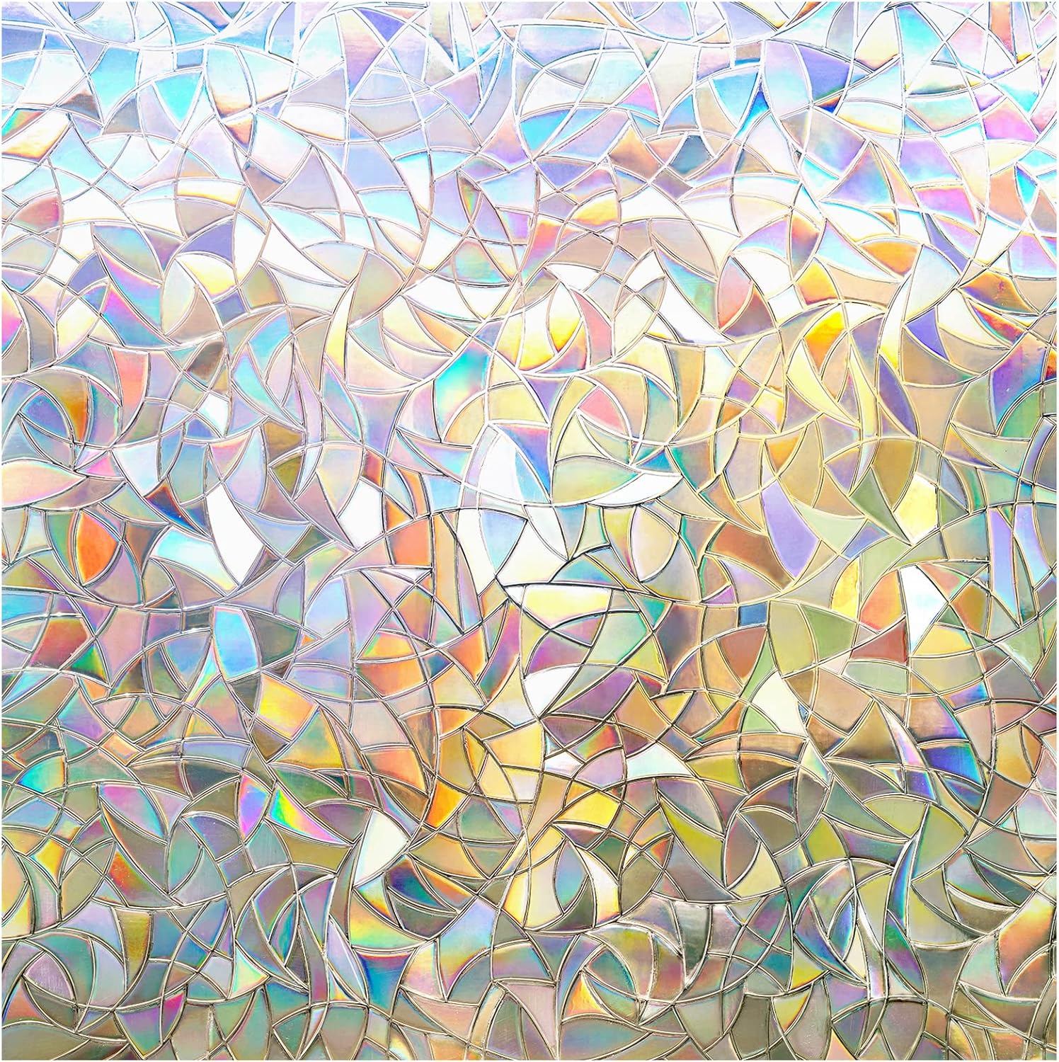 rabbitgoo Rainbow Window Film - Decorative Stained Glass Cling for Privacy & UV Protection